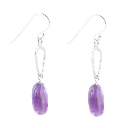 Amethyst and Sterling Silver Drop Earring - Barse Jewelry