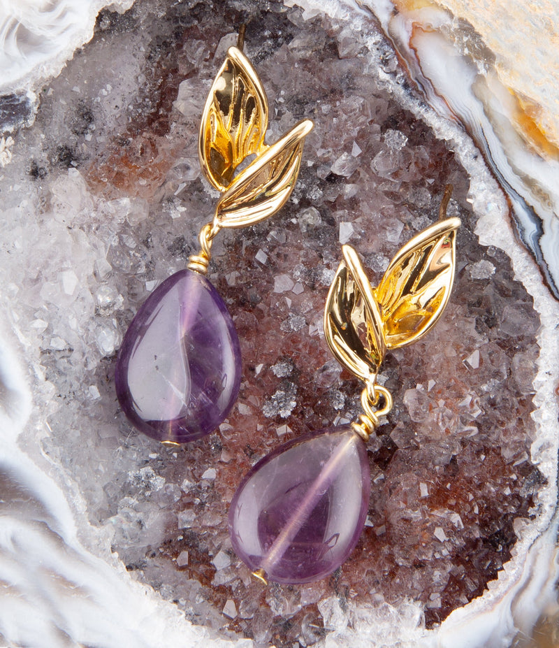 Amethyst Petals Earrings - Barse Jewelry