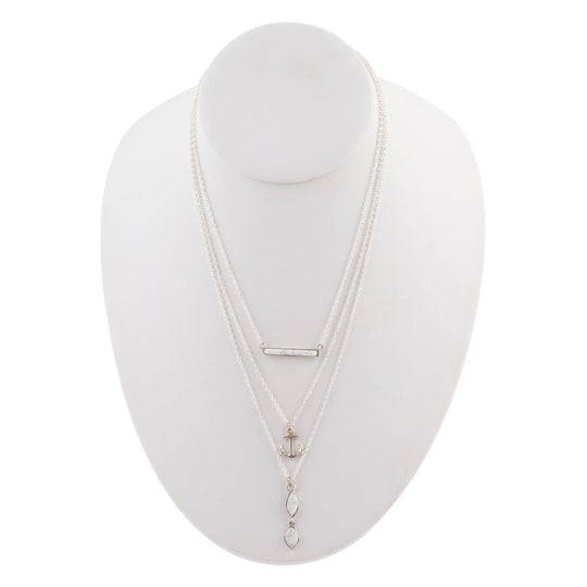 White Howlite and Sterling Silver Anchored To You Necklace