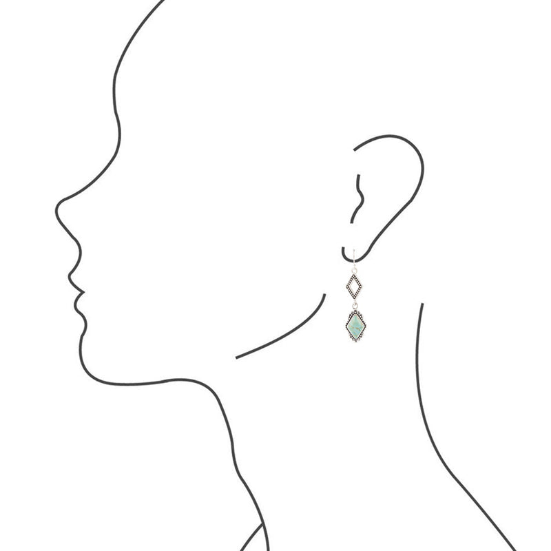 Anemone Double Diamond Turquoise and Sterling Silver Earrings - Barse Jewelry