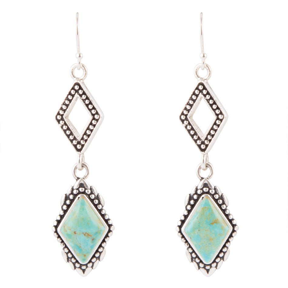 Anemone Double Diamond Turquoise and Sterling Silver Earrings - Barse Jewelry