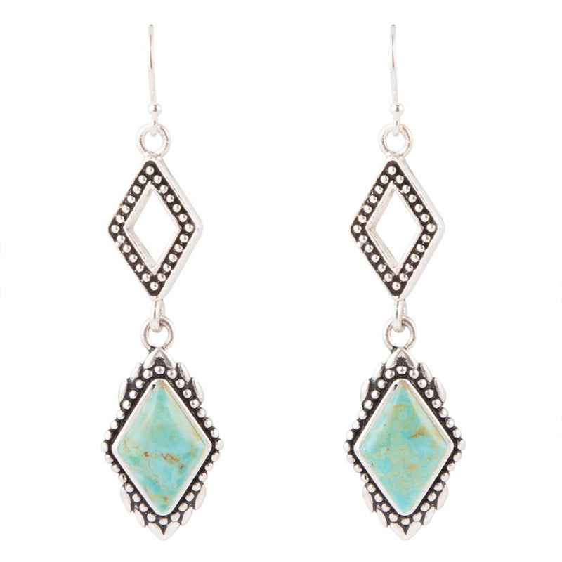 Anemone Double Diamond Turquoise and Sterling Silver Earrings - Barse Jewelry
