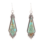 Anemone Long Diamond Genuine Turquoise and Sterling Silver Earrings - Barse Jewelry