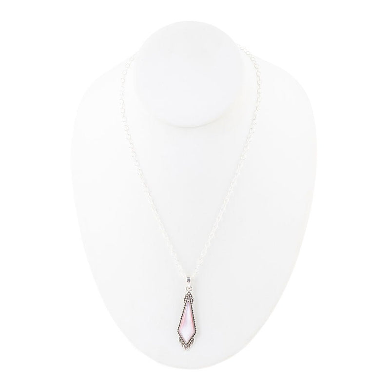 Anemone Long Diamond Pink Mother of Pearl and Sterling Silver Necklace - Barse Jewelry
