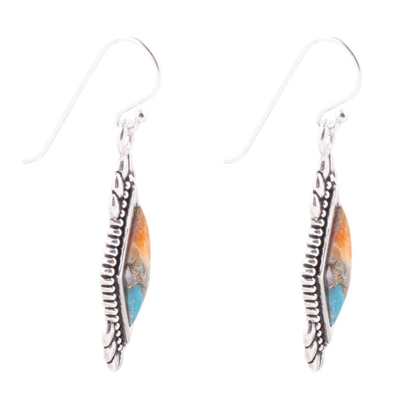 Anemone Turquoise and Spiny Oyster Shell Sterling Silver Earrings - Barse Jewelry