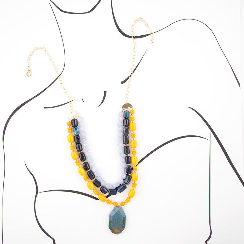 Arles Blue Jasper Long Necklace - Barse Jewelry