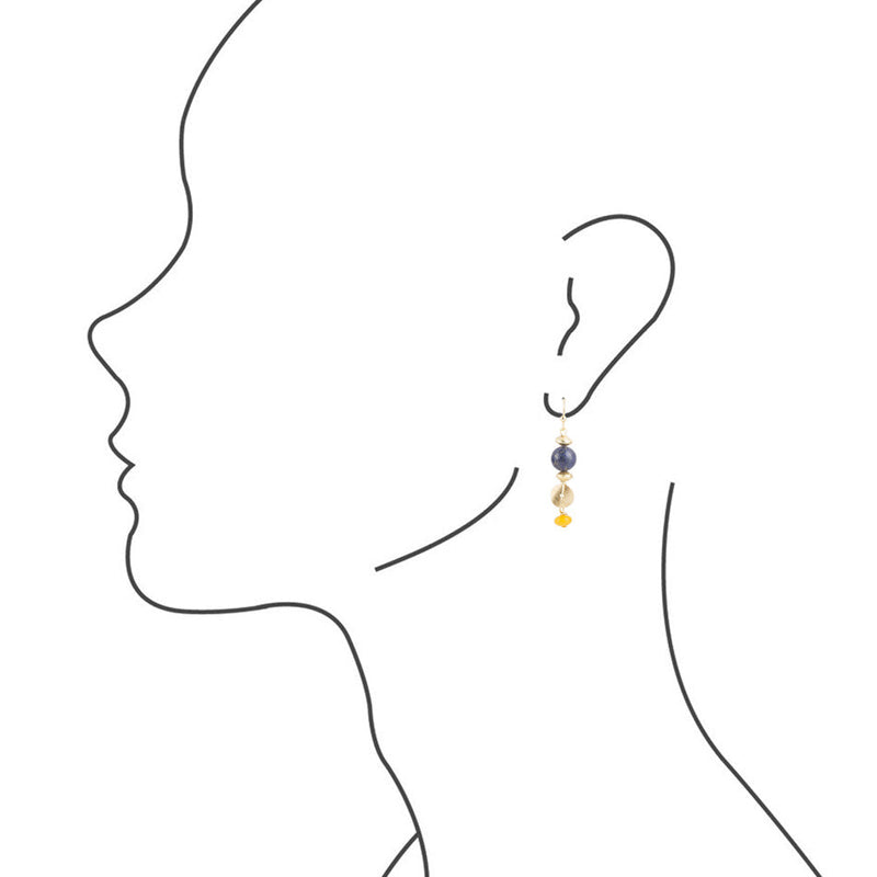 Arles Lapis and Yellow Jade Earrings - Barse Jewelry