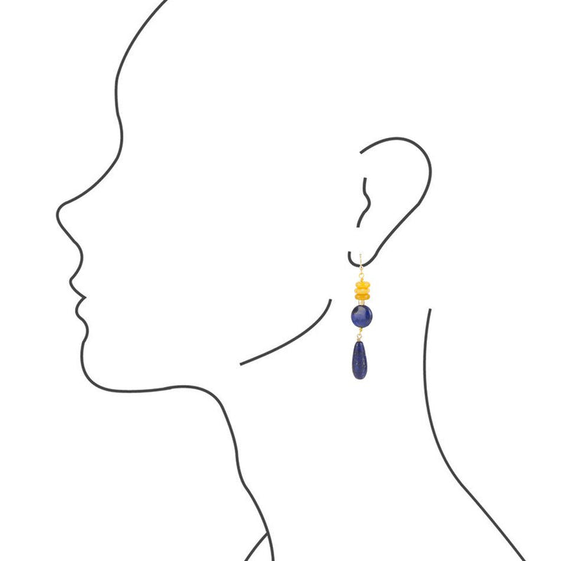 Arles Linear Lapis Earrings - Barse Jewelry