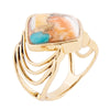 Arrows Turquoise and Spiny Oyster Matrix Bronze Ring - Barse Jewelry
