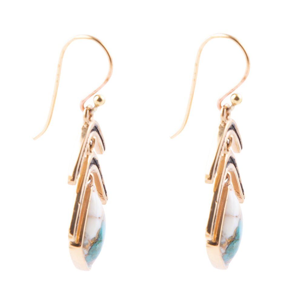 Arrows Turquoise and Spiny Oyster Matrix Drop Earrings - Barse Jewelry