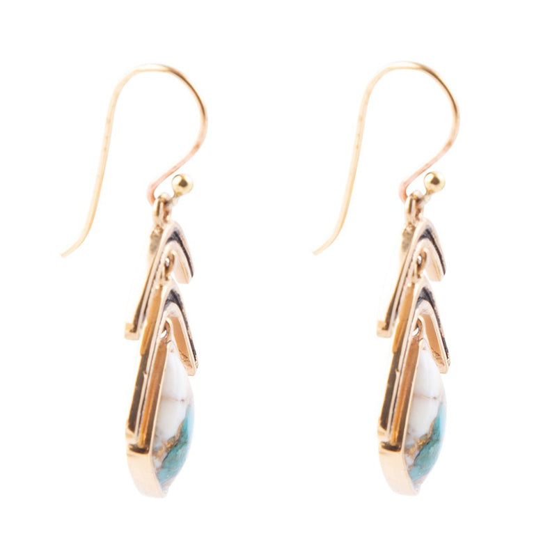 Arrows Turquoise and Spiny Oyster Matrix Drop Earrings - Barse Jewelry