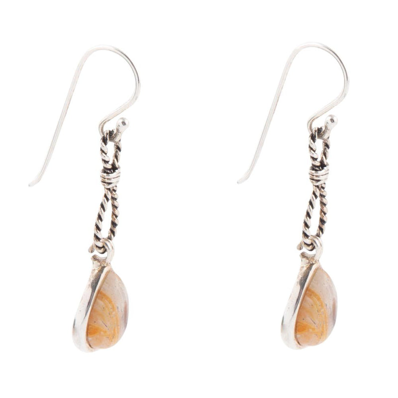 Astro Grey Wood Opal and Sterling Silver Drop Earrings - Barse Jewelry