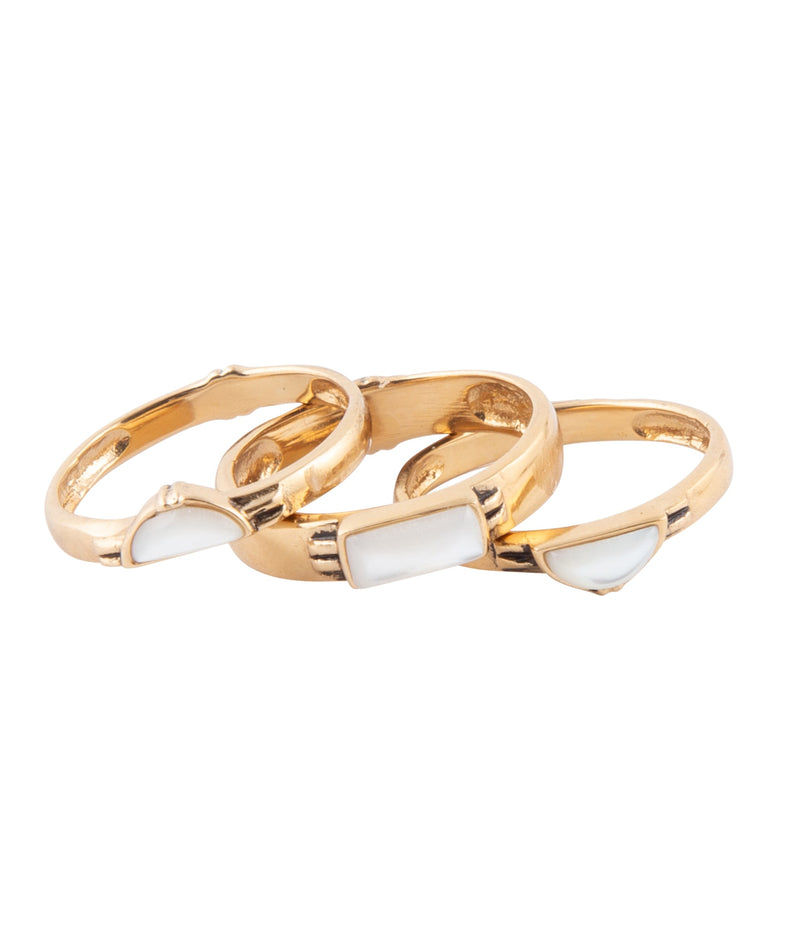 Baguette Mother of Pearl Stack Ring Set - Barse Jewelry