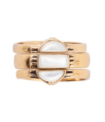 Baguette Mother of Pearl Stack Ring Set - Barse Jewelry