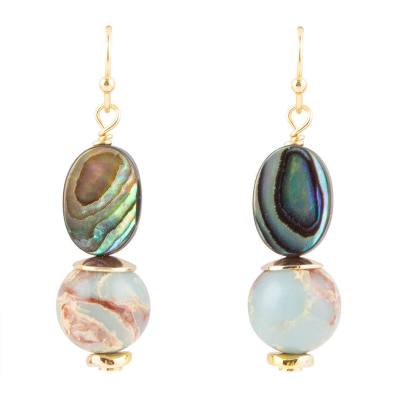 Baja Mint Jasper and Abalone Earrings - Barse Jewelry