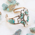 Barcelona Turquoise and Mother of Pearl Statement Cuff Bracelet - Barse Jewelry