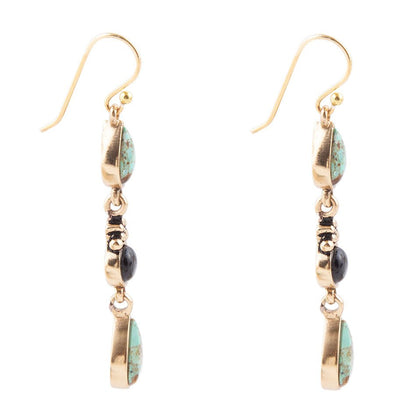 Barcelona Turquoise Onyx Linear Drop Earrings - Barse Jewelry