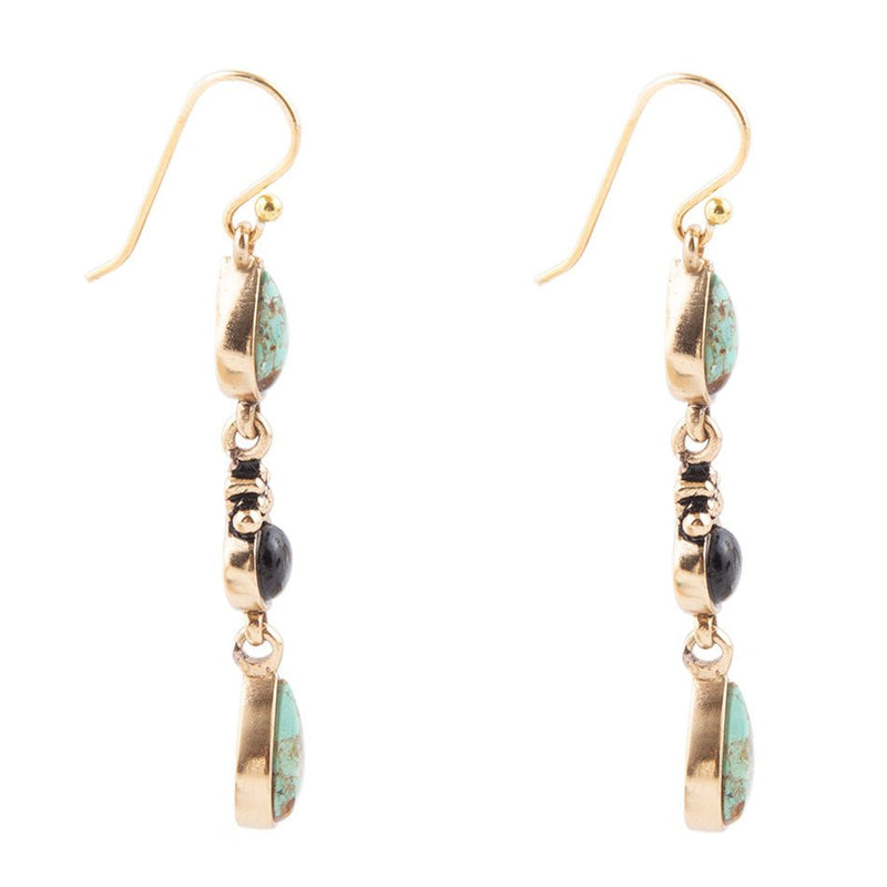 Barcelona Turquoise Onyx Linear Drop Earrings - Barse Jewelry