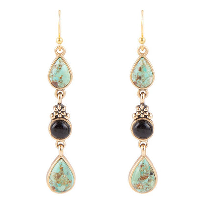 Barcelona Turquoise Onyx Linear Drop Earrings - Barse Jewelry