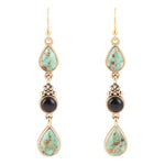 Barcelona Turquoise Onyx Linear Drop Earrings - Barse Jewelry