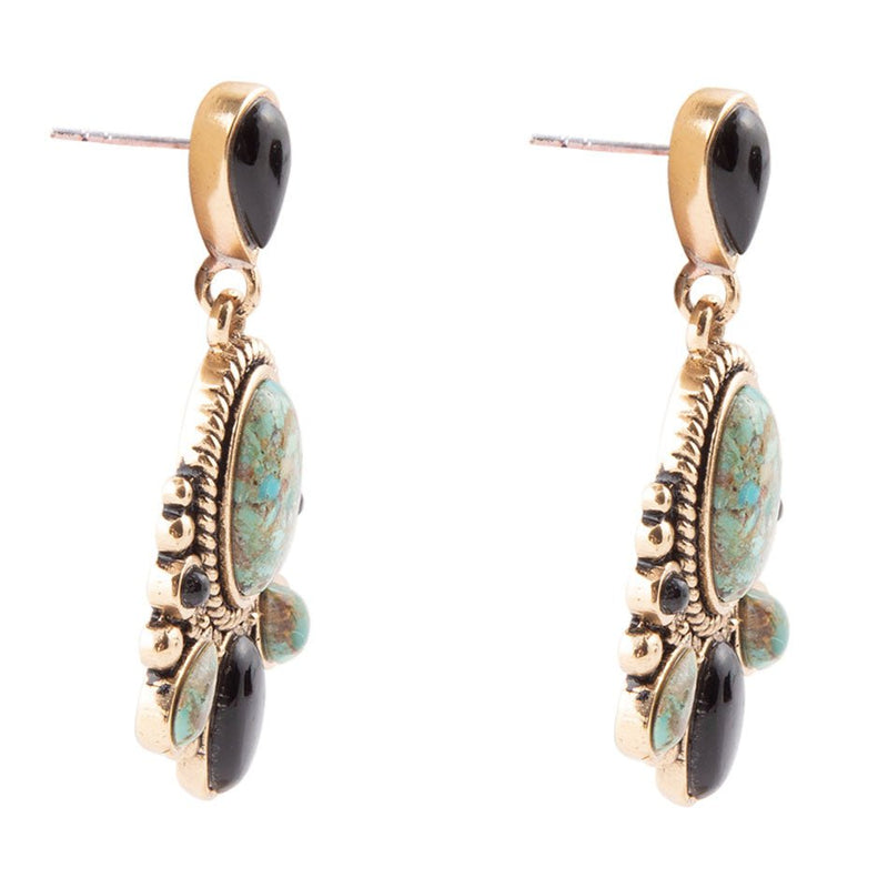 Barcelona Turquoise Onyx Post Drop Earrings - Barse Jewelry