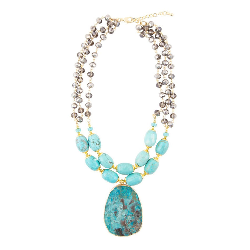 Baron Turquoise Magnesite Pendant Statement Necklace - Barse Jewelry