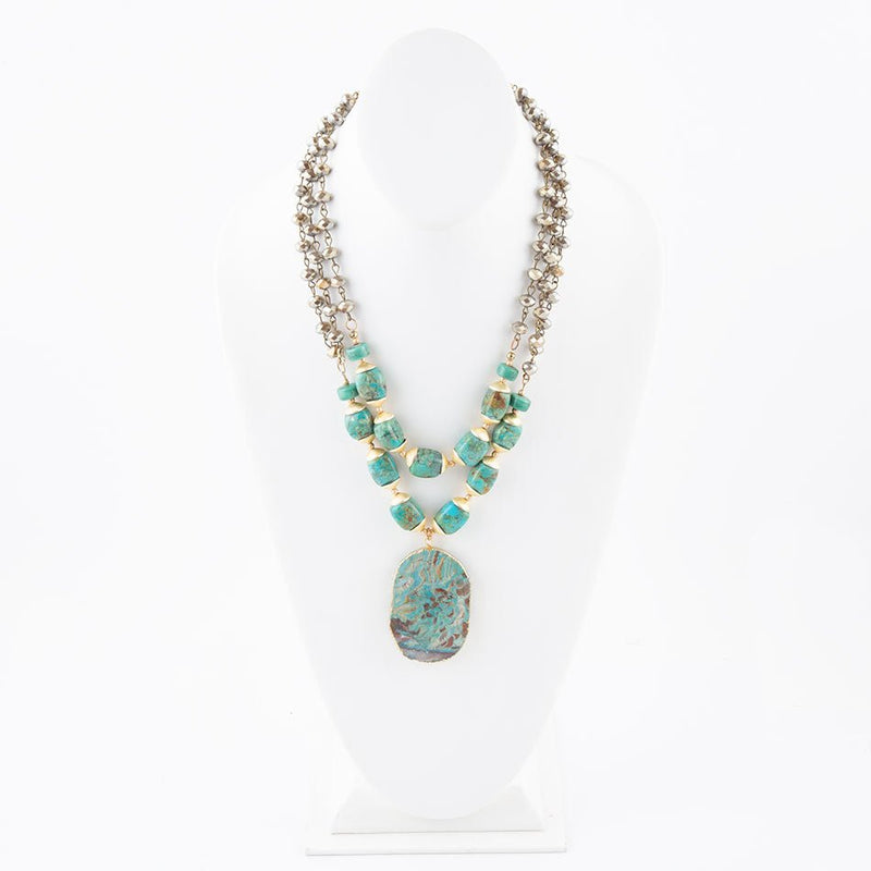 Baron Turquoise Magnesite Pendant Statement Necklace - Barse Jewelry