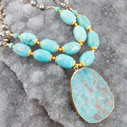 Baron Turquoise Magnesite Pendant Statement Necklace - Barse Jewelry