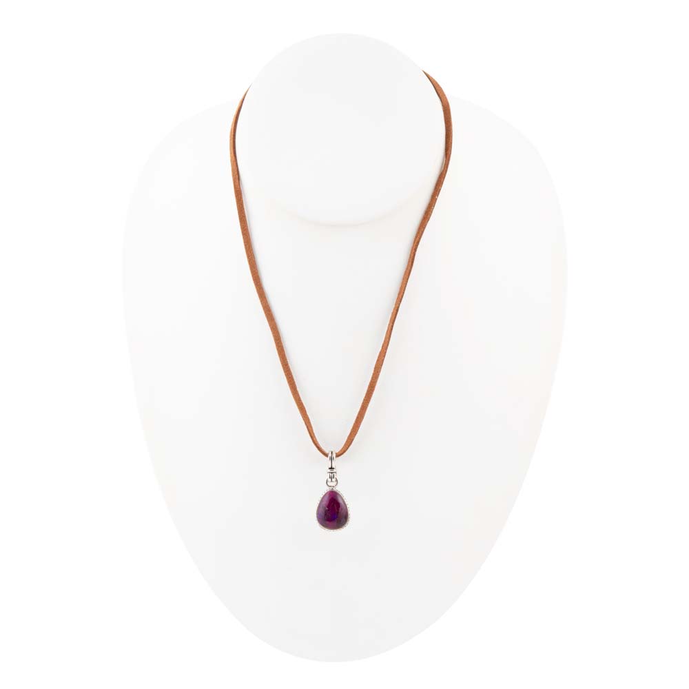 Basic Purple Turquoise and Sterling Silver Pendant Necklace - Barse Jewelry