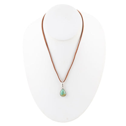 Basic Turquoise and Sterling Silver Pendant Leather Necklace - Barse Jewelry