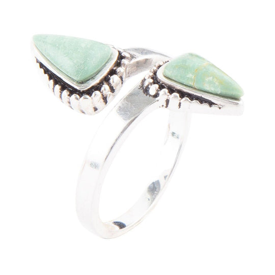 Begondor Green Turquoise and Sterling Silver Adjustable Ring