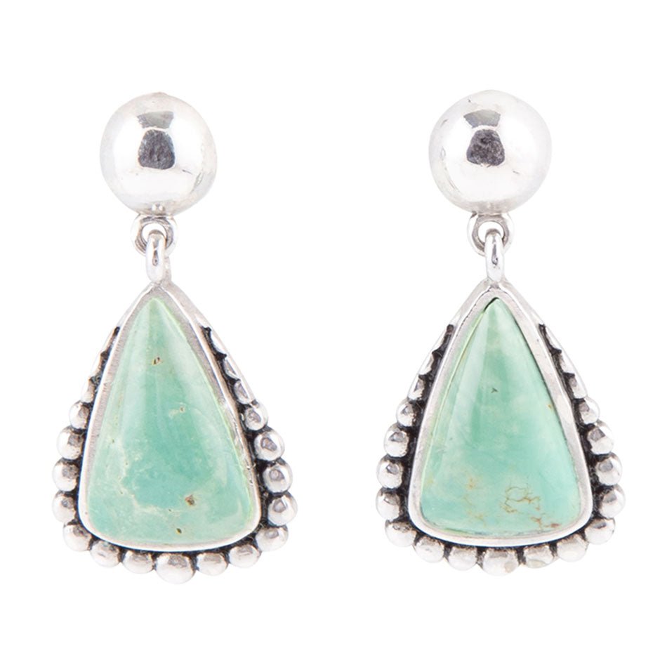 Begondor Green Turquoise Sterling Silver Post Drop Earrings - Barse Jewelry