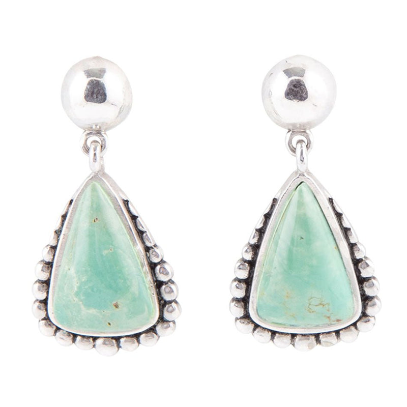 Begondor Green Turquoise Sterling Silver Post Drop Earrings - Barse Jewelry