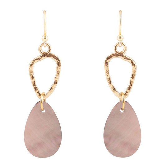 Black Mother of Pearl and Bronze Drop Earrings