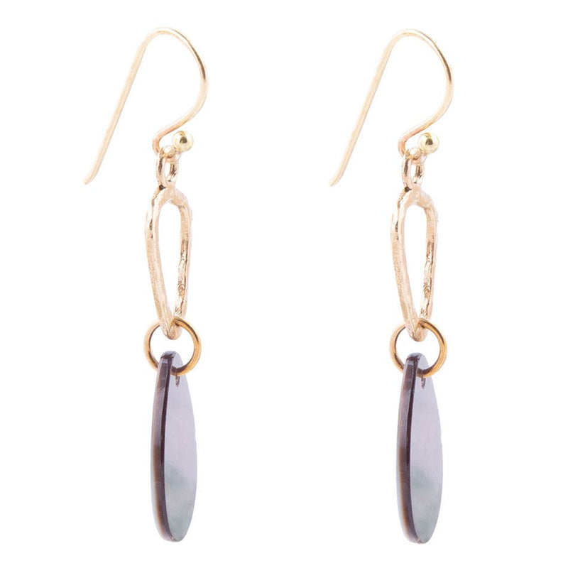 Black Mother of Pearl and Bronze Drop Earring - Barse Jewelry
