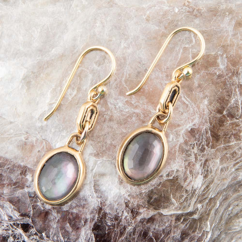 Black Mother of Pearl and Golden Bronze Drop Earrings - Barse Jewelry
