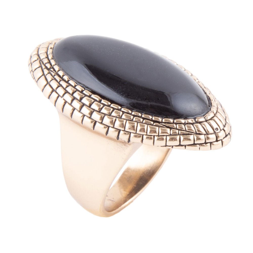 Black Onyx and Bronze Beaded Ring - Barse Jewelry