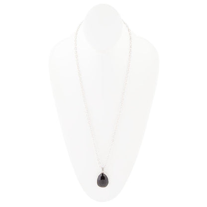 Black Onyx and Sterling Silver Teardrop Pendant Necklace - Barse Jewelry