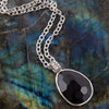 Black Onyx and Sterling Silver Teardrop Pendant Necklace - Barse Jewelry