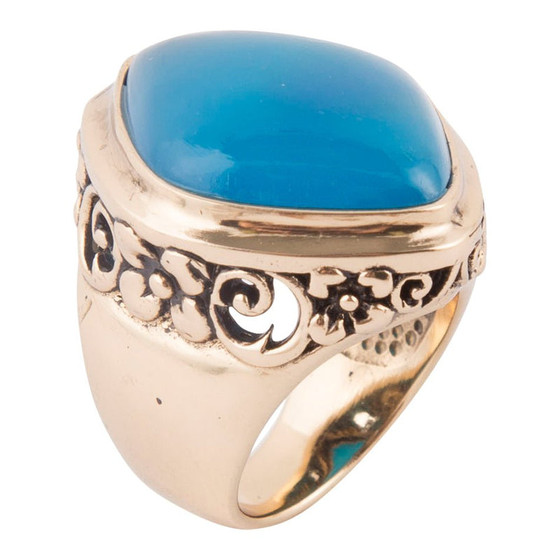 Blue Agate Scrolled Bronze Ring - Barse Jewelry