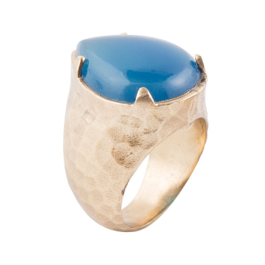 Blue Agate Teardrop Ring