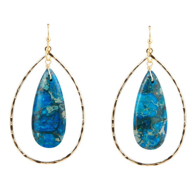 Blue Jasper Teardrop Statement Earring - Barse Jewelry