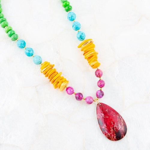 Bogota Fuchsia Jasper Statement Necklace - Barse Jewelry