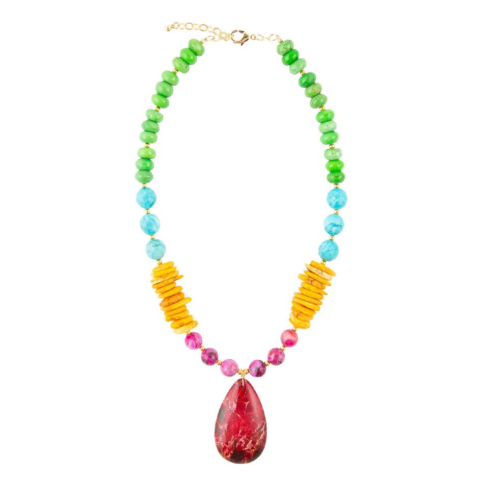 Bogota Fuchsia Jasper Statement Necklace - Barse Jewelry