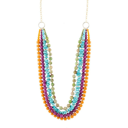 Bogota Mult-Stone Long Statement Necklace