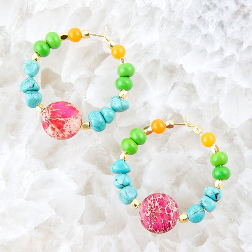 Bogota Multistone Hoop Earring - Barse Jewelry