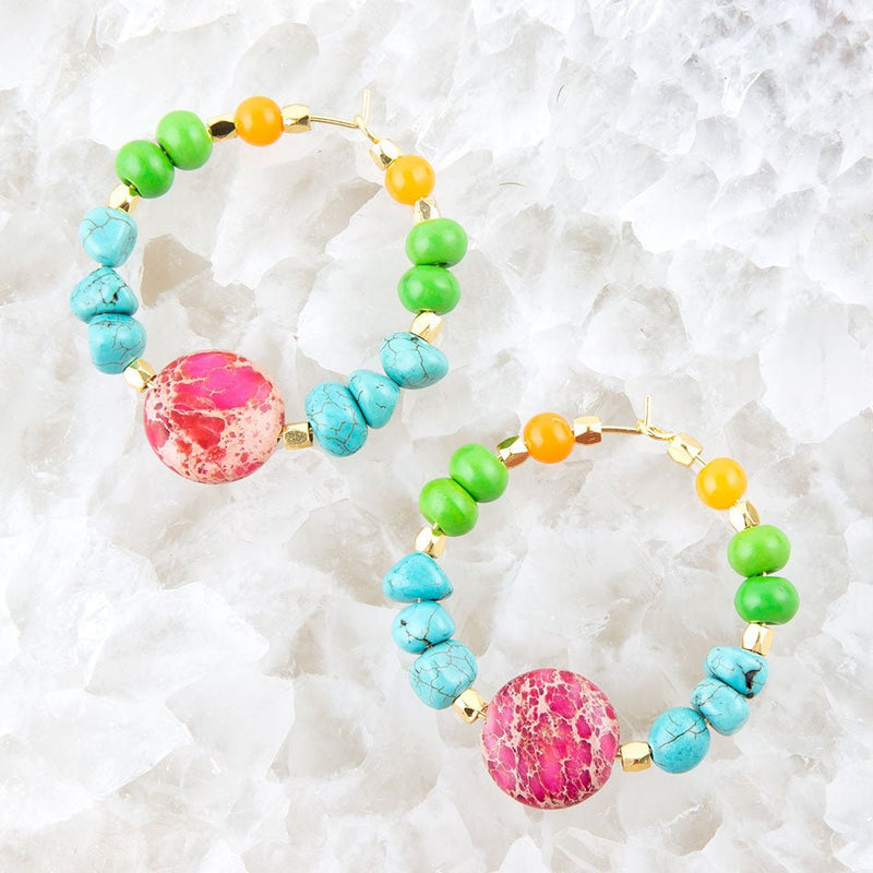 Bogota Multistone Hoop Earring - Barse Jewelry