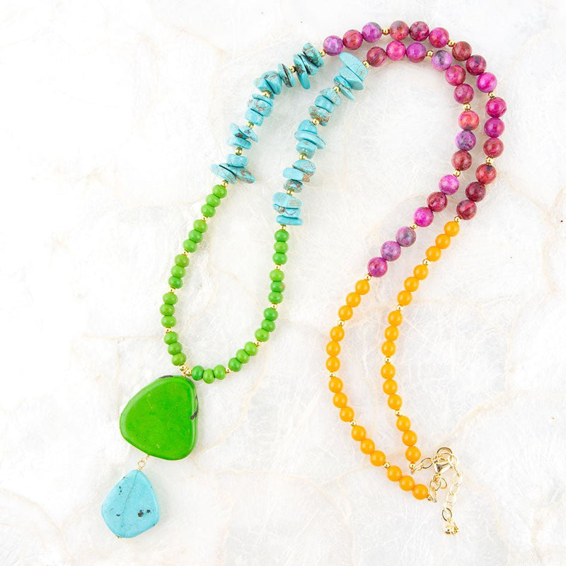 Bogota turquoise Long Statement Necklace - Barse Jewelry