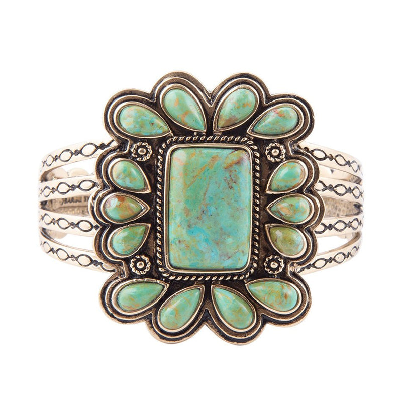 Bronze and Stone Turquoise Statement Bracelet - Barse Jewelry