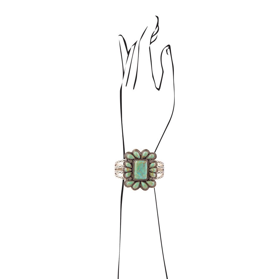 Bronze and Stone Turquoise Statement Bracelet - Barse Jewelry